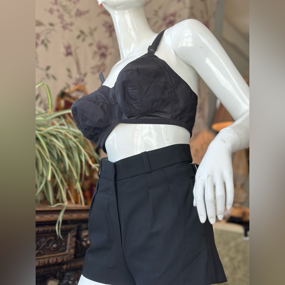 Cotton poly Vintage inspired bra Black cotton detail mesh stretch 36 C/D